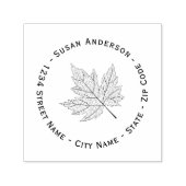 Zwart esdoorn blad retouradres Zelfinkkend stempel (Design)