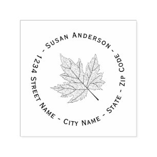 Zwart esdoorn blad retouradres Zelfinkkend stempel