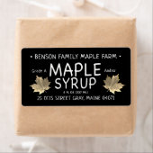 Zwart esdoornsiroop label gouden suiker esdoornbla (Insitu)