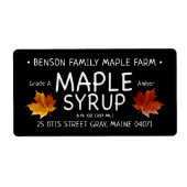 Zwart esdoornsiroop label Sinaasappel suikeresdoor (Voorkant)