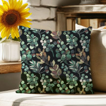 Zwart esthetisch groen bloemblad patroon