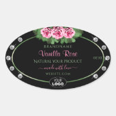 Zwart etiket Groene roze roze rozen diamanten Logo (Voorkant)