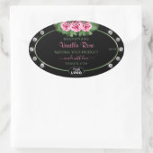 Zwart etiket Groene roze roze rozen diamanten Logo (Tas)