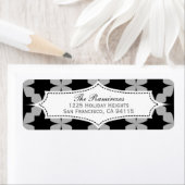 Zwart etiket met Retro Star-adres (Insitu)