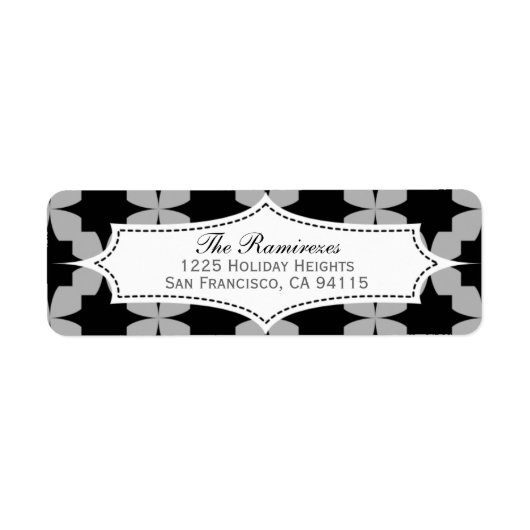 Zwart etiket met Retro Star-adres (Voorkant)