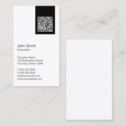 Zwart etiket QR-code consultant Visitekaartje (Voorkant / Achterkant)