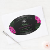 Zwart etiket Roze bloemen Groene bladeren Logo (Envelop)