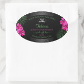 Zwart etiket Roze bloemen Groene bladeren Logo (Tas)