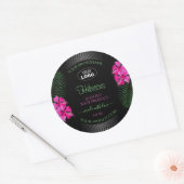 Zwart etiket Roze bloemen Groene bladeren Logo (Envelop)