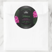 Zwart etiket Roze bloemen Groene bladeren Logo (Tas)