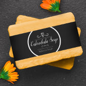 Zwart etiket zeep schoonheidsproductinformatie uitnodigingen wikkel