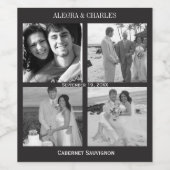 Zwart etikett voor wijnfles met 4 foto's voor een  wijn etiket (Enkel label)