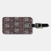 Zwart etnisch olifantenpatroon bagagelabel (Voorkant horizontaal)