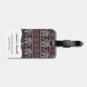 Zwart etnisch olifantenpatroon bagagelabel (Achterkant horizontaal)