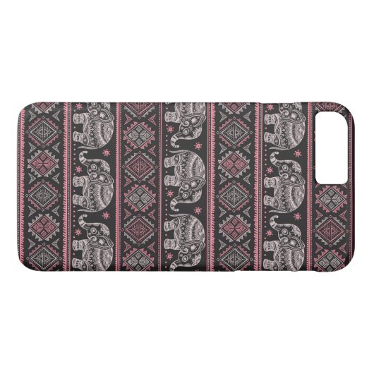 Zwart etnisch olifantenpatroon Case-Mate iPhone case (Achterkant (Horizontaal))