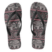 Zwart etnisch olifantenpatroon teenslippers (Voetbed)