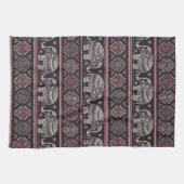 Zwart etnisch olifantenpatroon theedoek (Horizontaal)