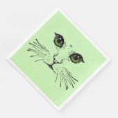 Zwart Etsen van het gezicht van Cat Green Eyes Servet (Hoek)