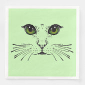 Zwart Etsen van het gezicht van Cat Green Eyes Servet (Voorkant)