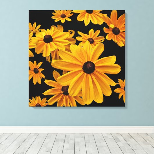 Zwart-eyed Susan Bloemen Bloemen Bloemen Bloemen C Canvas Afdruk (Insitu (Houten vloer))