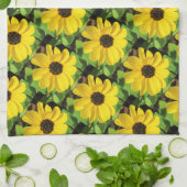 Zwart Eyed Susan Bloemen Keukenhanddoek (Gevouwen)
