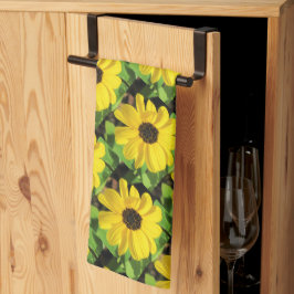 Zwart Eyed Susan Bloemen Keukenhanddoek