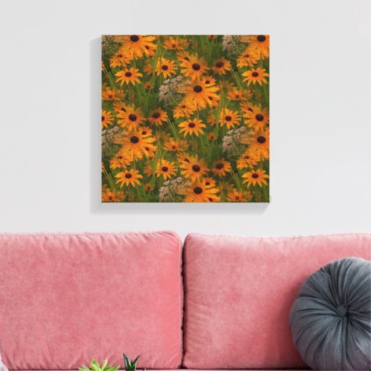 Zwart Eyed Susan Bloemen Vermenigvuldigd Canvas Afdruk (Insitu (Woonkamer))