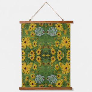 Zwart Eyed Susan Daisy Flower Painting Abstract Hangend Wandkleed