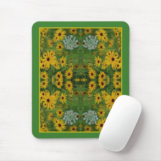 Zwart Eyed Susan Daisy Flower Painting Abstract Muismat (Met muis)