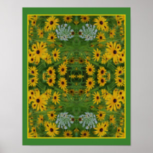 Zwart Eyed Susan Daisy Flower Painting Abstract Poster