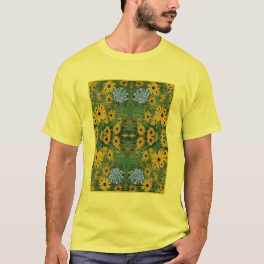 Zwart Eyed Susan Daisy Flower Painting Abstract T-shirt (Voorkant)