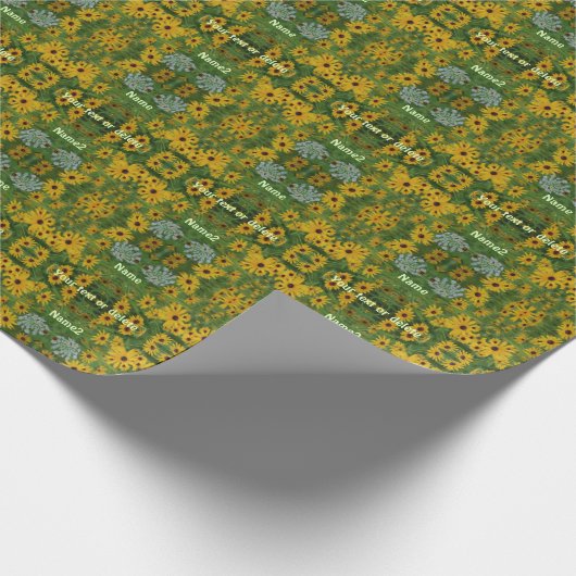 Zwart Eyed Susan Daisy Schilderij Gepersonaliseerd Cadeaupapier (Hoek)