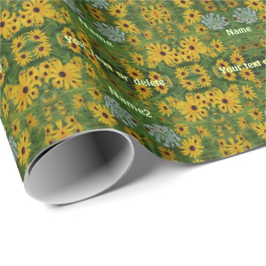 Zwart Eyed Susan Daisy Schilderij Gepersonaliseerd Cadeaupapier (Rol Hoek)