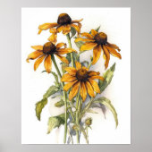 Zwart Eyed Susan Flower Art Print Poster (Voorkant)