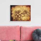 Zwart Eyed Susan Flowers Sepia Verouderd  Canvas Afdruk (Insitu (Woonkamer))