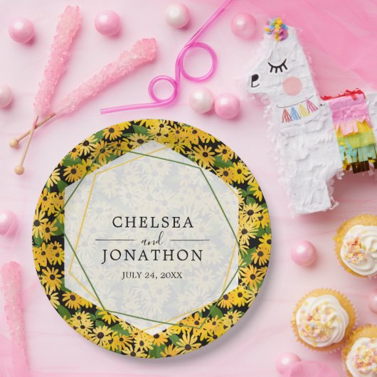 Zwart Eyed Susan Trouwpapier Bord (Feest)