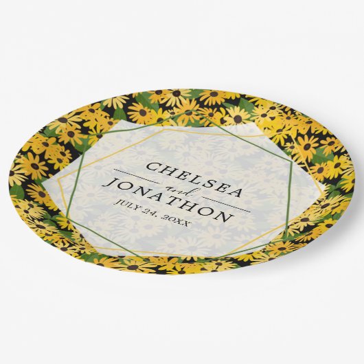 Zwart Eyed Susan Trouwpapier Bord (Gekanteld)