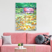 Zwart-eyed Susans Wildflower Barn Waterverf Canvas Afdruk (Insitu (Woonkamer))
