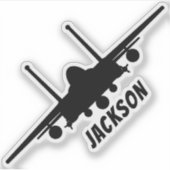 Zwart F-15E Strike Eagle Front Silhouet Naam Sticker (Voorkant)