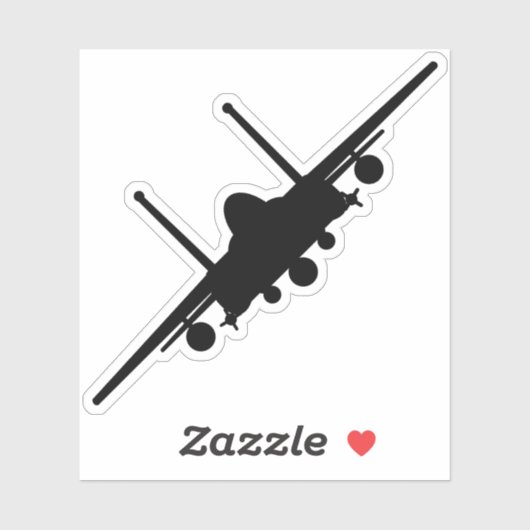 Zwart F-15E Strike Eagle Front Uitzicht Silhouet Sticker (Vel)
