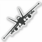 Zwart F/A-18C Uitzicht voorsilhouet Sticker (Voorkant)
