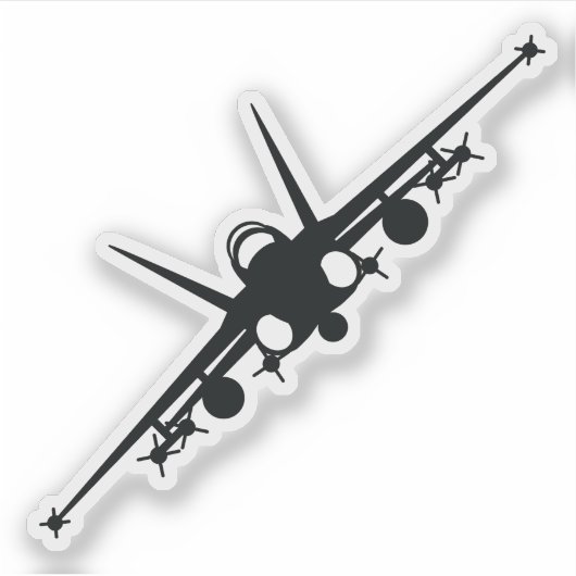 Zwart F/A-18C Uitzicht voorsilhouet Sticker (Voorkant)