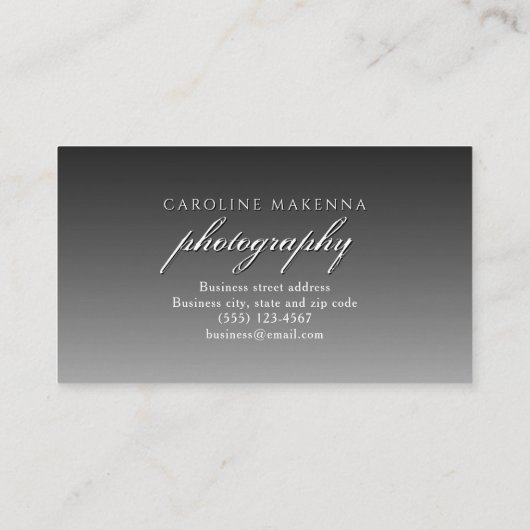 Zwart Fade 2-foto moderne elegantie fotografie Visitekaartje (Achterkant)
