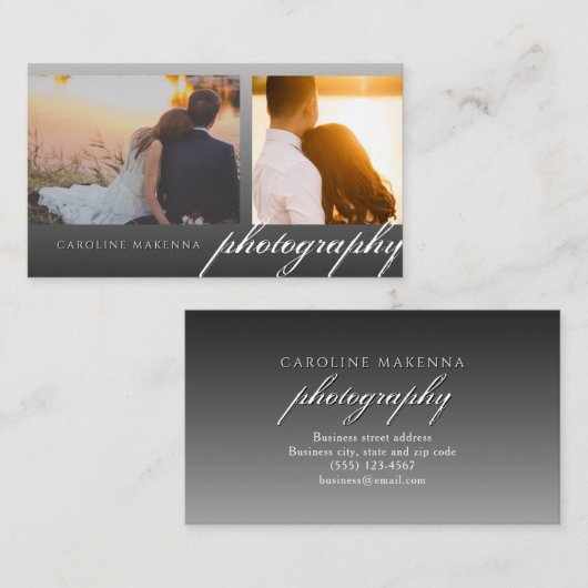 Zwart Fade 2-foto moderne elegantie fotografie Visitekaartje (Voorkant / Achterkant)