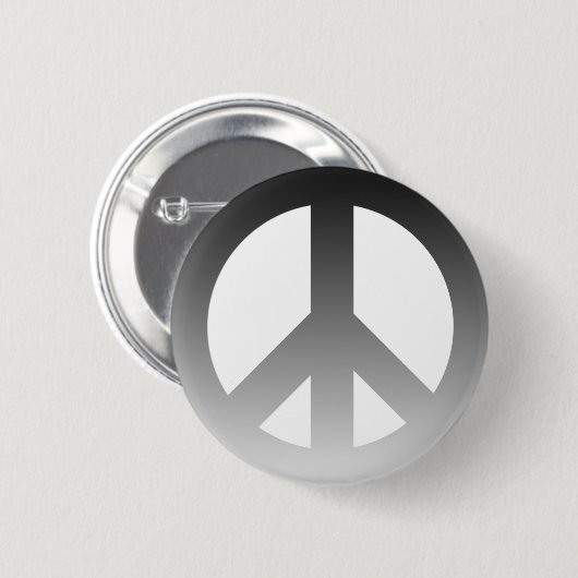Zwart Fade CND-vredessymbool op wit Ronde Button 5,7 Cm (Voorkant /achterkant)