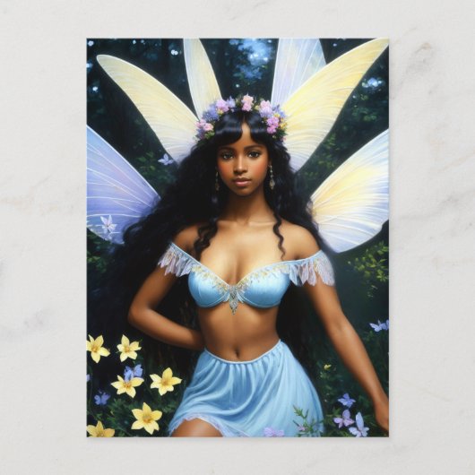  Zwart Fairy Meisje Melanine Magic Art Briefkaart (Voorkant)