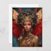Zwart Fairy Queen Rood Goud Fairy Fantasy Kunst Briefkaart (Voorkant / Achterkant)