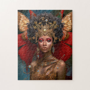 Zwart Fairy Queen Rood Goud Fairy Fantasy Kunst Legpuzzel