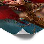 Zwart Fairy Queen Rood Goud Fairy Fantasy Kunst Poster (Hoek)