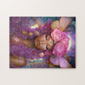 Zwart Fairy Queen Roze Paarse Fantasy Art Legpuzzel (Horizontaal)